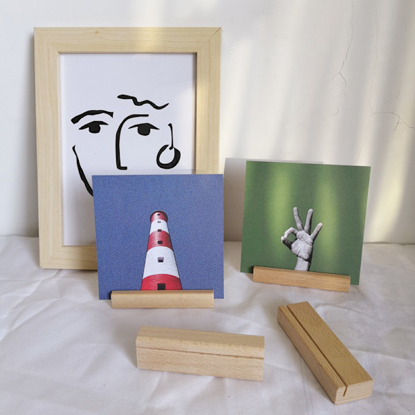 5 kort Display stolsits Fotomapp Vykort kort Insats massiv trä