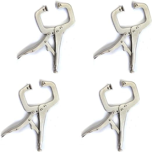 Set med 2 stålc-klämmor med svängbara dynor 15 cm