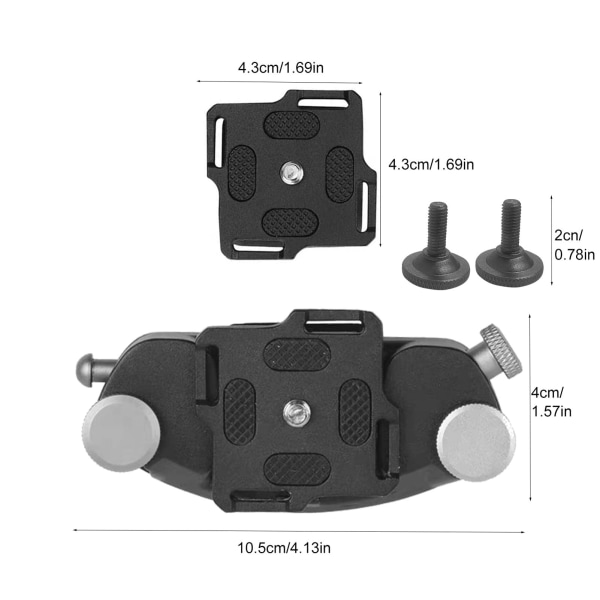 Belteklips for kamera, kamerarem for ryggsekk, hurtigutløsning i aluminium