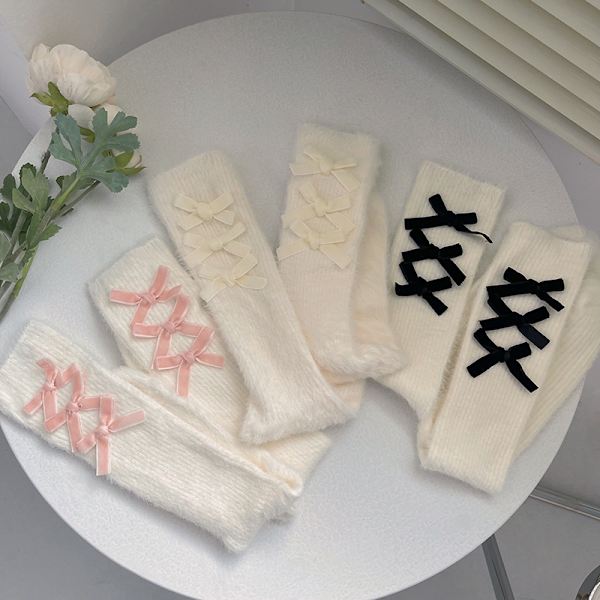 3 par strumpbyxor med rosett, tjocka golvstrumpor