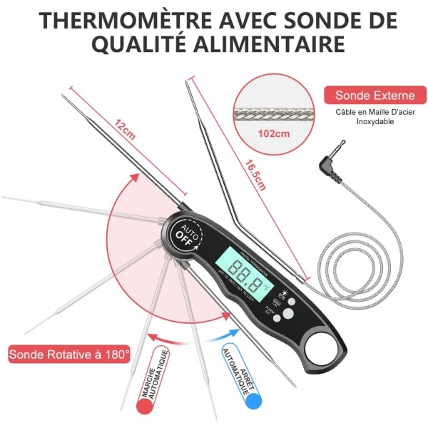 Kjøkkentermometer, Instant Read Mattermometer, Digital Th