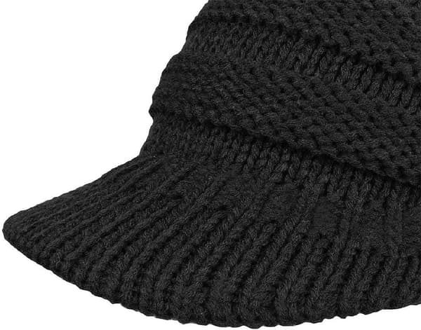 Dames Vinterhue Blomst Dekoration Hæklet Strik Beanie Visor