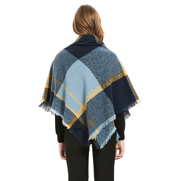 Modevinterscarf för damer, stor sjal i rutig design