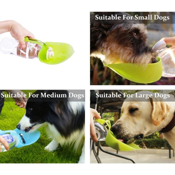 (Vihreä) Kannettava koiran vesipullo Silikonimatkakoiran vesipullo
