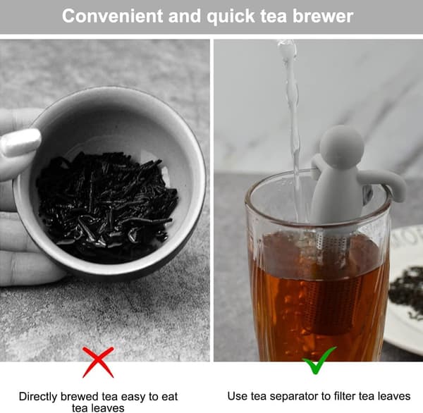 2 stk. rustfrit stål silikone te-infuser, søde silikone te