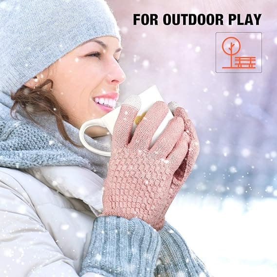 4 Par Dame Vinter Touchscreen Handsker Varme Fleeceforet Strik