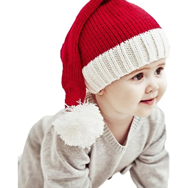 Julenissens strikke lue Dame Vinterlue Myk Familie Matchende Xmas Hat