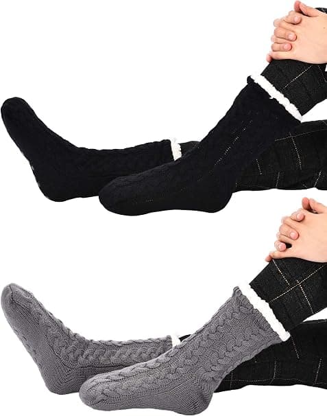 2 Par Kvinders Antislip Sokker Uldforet Jule Sokker Non-Sli