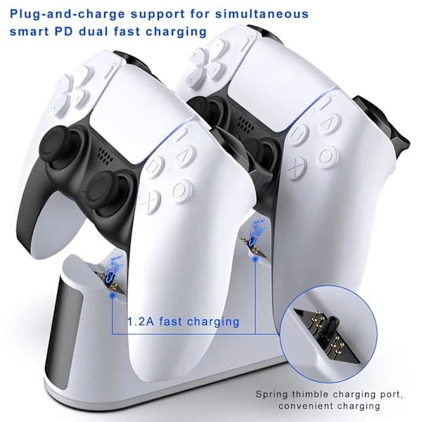 PS5 ladestation, PS5 controller ladestation med justerbart lys, hurtig opladningsdock til Playstation 5 controller