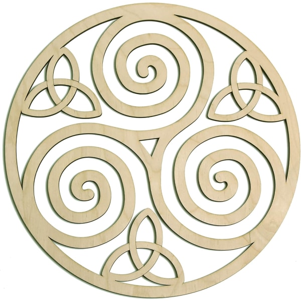 Triskele Knot Träväggkonst (irländska symboler, Celtic Triple Spira