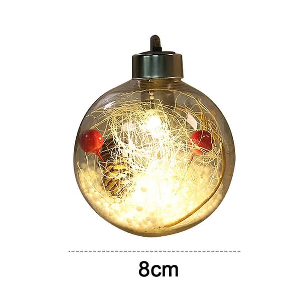 6 st 8 cm julkula i klart glas med LED-ljus för julgran