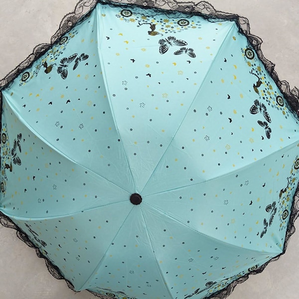 Foldbar Parasol Kvinder UV-Beskyttelse 8 Ribber 210T UPF50+ Parasol Kvinder