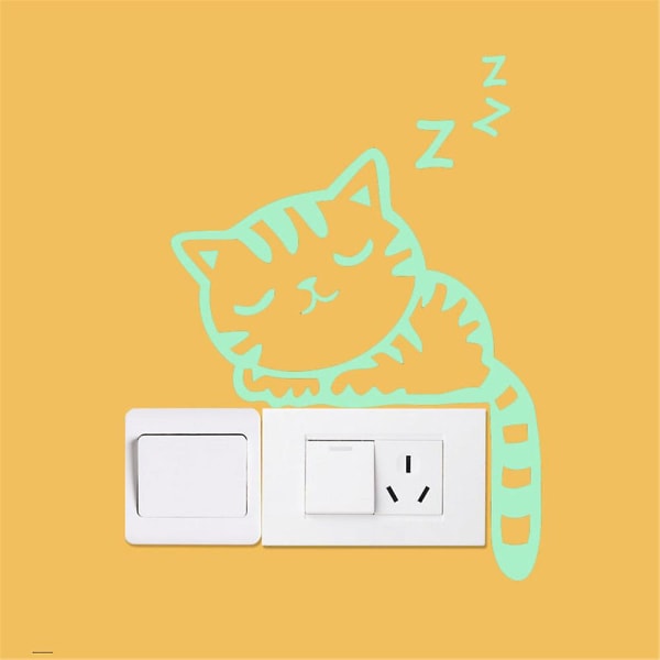 Søt Kreativ Kattunge Katt Lysende Noctilucent Glødende Bryter Vegg DXGHC