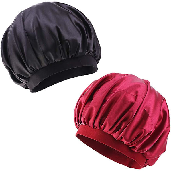 Søvnhat, 2 styk Satin Søvnhat Elastisk Bred Bånd Søvnhat fo