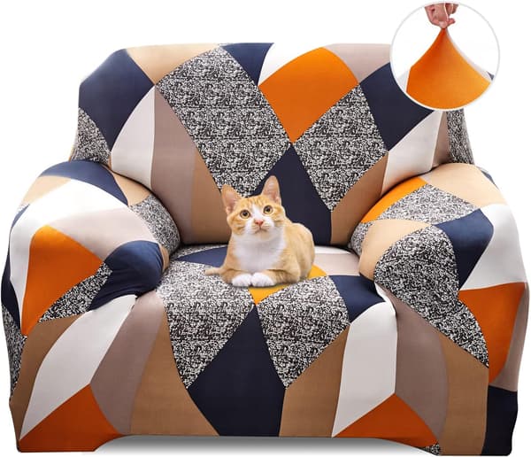 Stretch Sofa Trekk 1-seters Sofatrekk med Armlene Moderne Univ