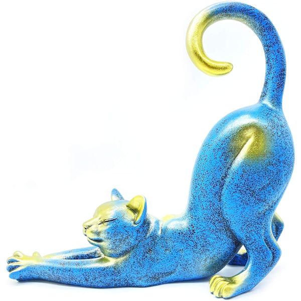 Kattsträckande Staty Figur Staty Gåvor för Kattälskare Konst