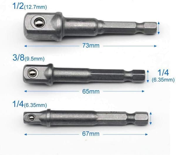 8 stk. 1/4\" 3/8\" 1/2\" Magnetisk Bitsholder Skruetrækker Forlænger