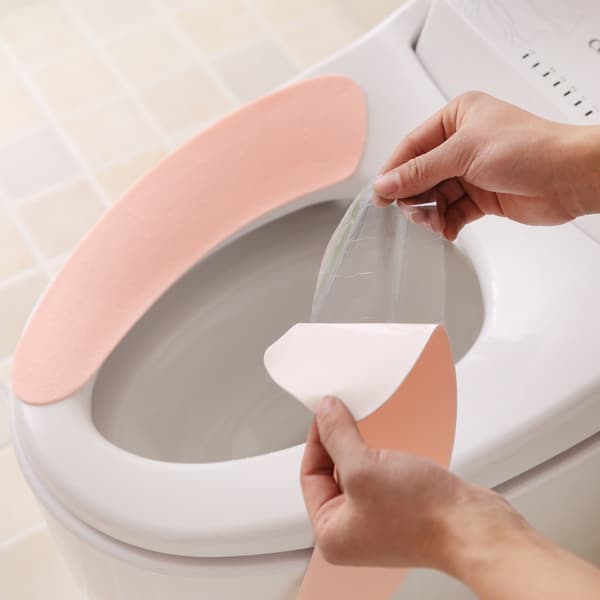 2 Par Toalettseteputer med Lim - Varme og Vaskbare (Rosa, Blå)