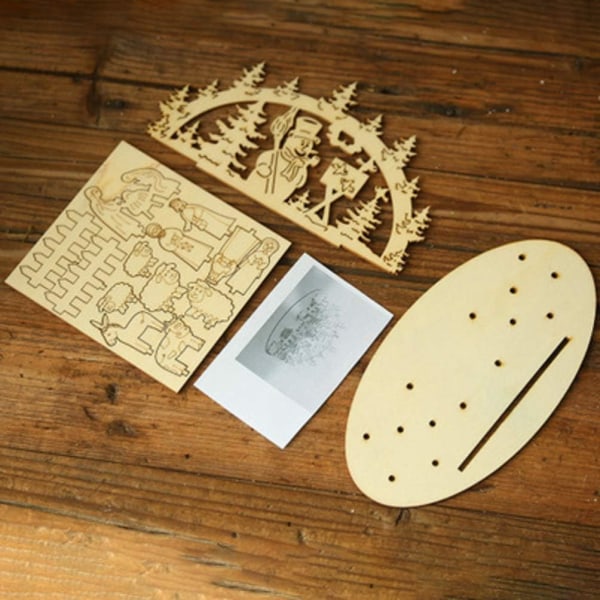 Julepynt Tre Nativity Scene Skrivebord DIY Jule F