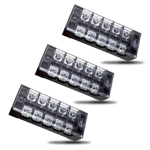 3-pack 5-polig Festival Terminalblock Set, 600V 25A Dubbel