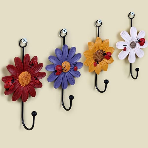 Kreativa Daisy Resin Väggkrokar Väggmonterad Konstblomma Järn DXGHC