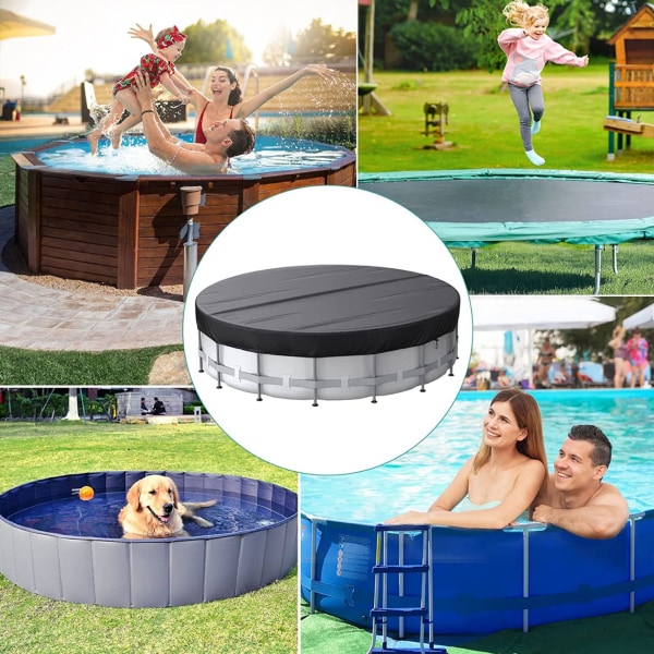 8 fot Rund Poolöverdrag, Solskydd för Överjordiska Pool, Stock Tank Poolöverdragsskydd med Poolöverdragstillbehör,