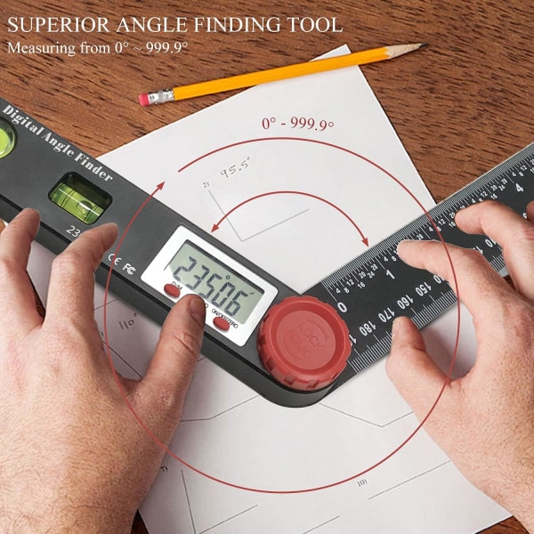 Digital Vinkelmåler Protraktor Vannpass Linjal Digital Goniometer