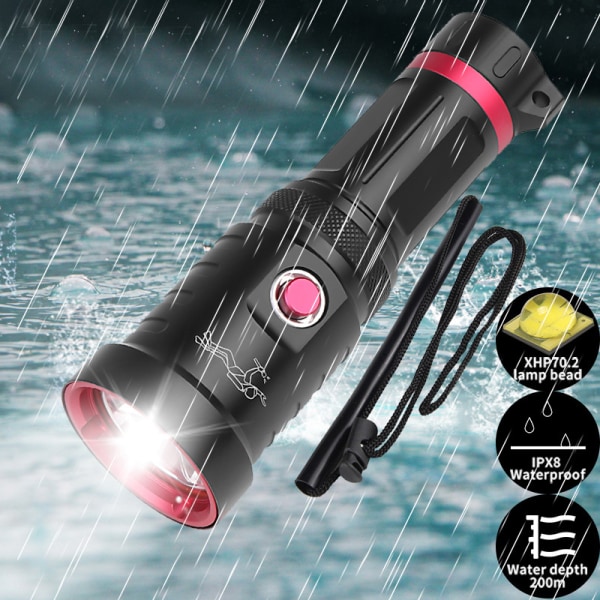 P70 Genopladelig Dykkerlygte Stærk 26650 Professionel Dykning P7