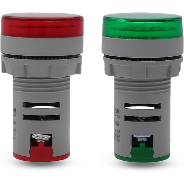 Rund LED Spændingsmålerindikator – AC20-500V, 22 mm Digital Volt