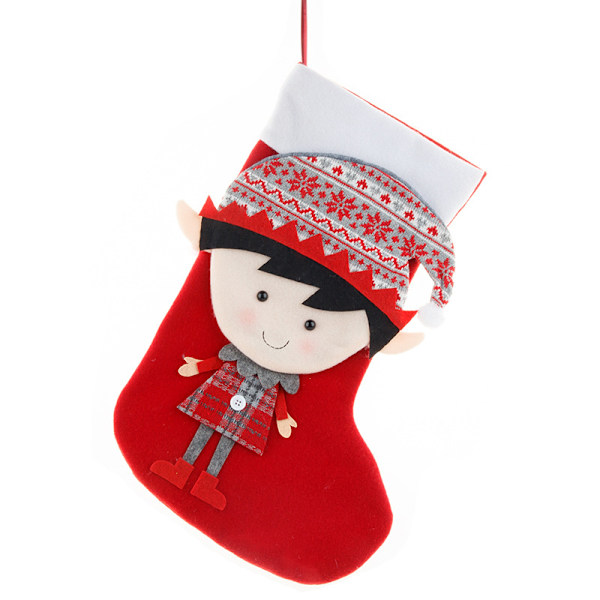 2 par julstrumpor Kreativa tecknade pojkar och flickor jul