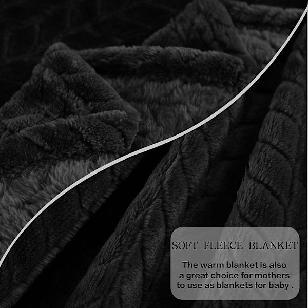 Fleece-tæppe, (50\"×70\", Sort) Super Blødt Flanel Cozy Bl