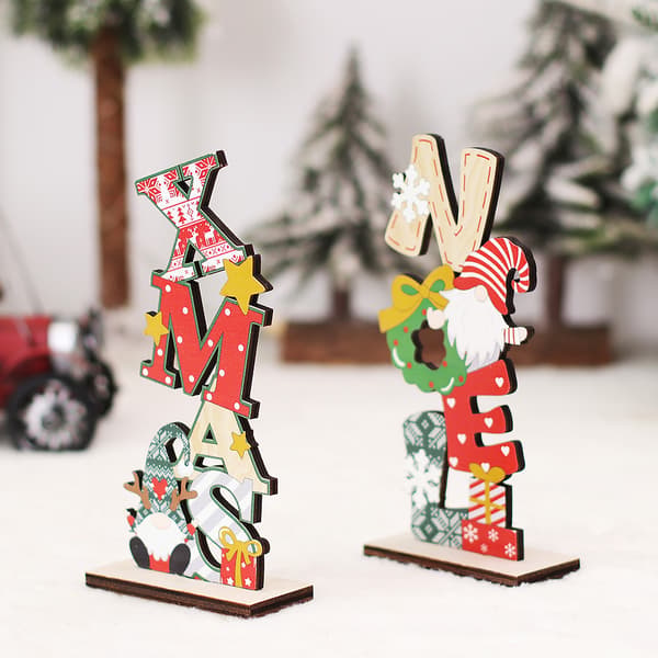 3 stykker julepynt Tegneseriefargede bokstaver DIY tre