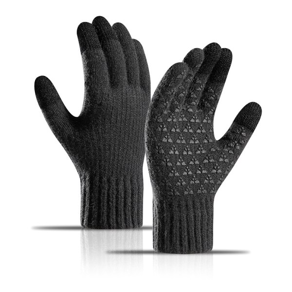 Unisex vintervarma stickade handskar, Thicken Fleece Elastiska manschetter s
