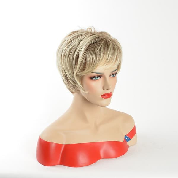 Paryk til kvinder kort hår Europa og Amerika mode lys guld høj