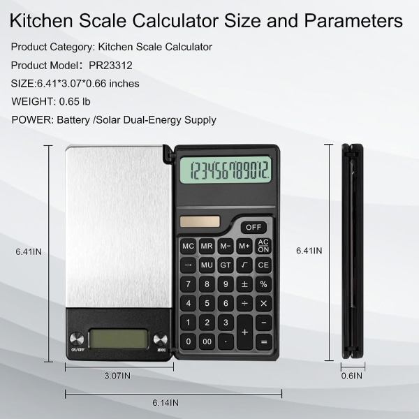 Grundläggande Kalkylator Liten Köksvåg (1kg/0.1g), 10 LCD-siffror