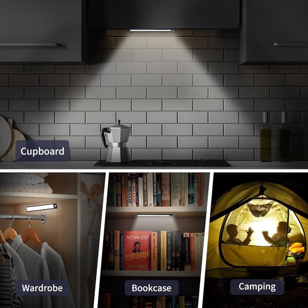 LED-klädskåpsbelysning Batteridriven 3-pack, 31-LED Laddningsbar Mot