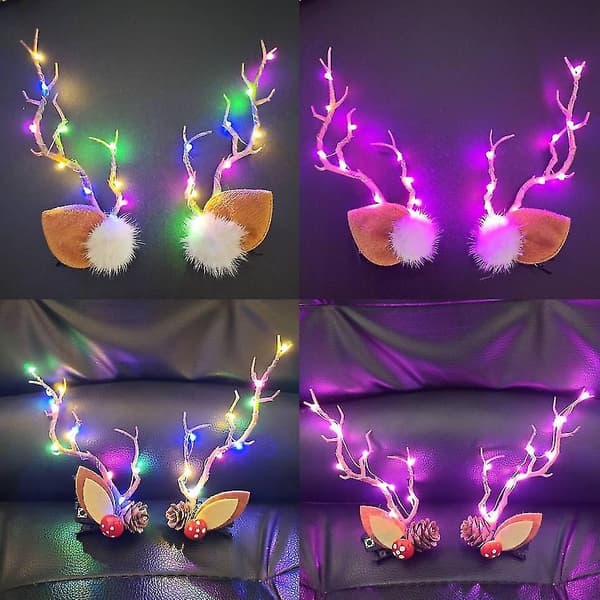 Cherry Decor Glödande julpannband Led Antler Butterfly DXGHC