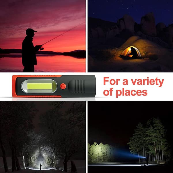 LED+COB Lommelygte Inspektionslampe Campinglys, Håndfri Garage Arbejde