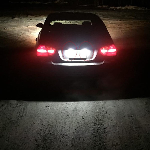 Kaksi osainen 6000K 18 LED rekisterikilven valo, yhteensopiva Audin A3 kanssa