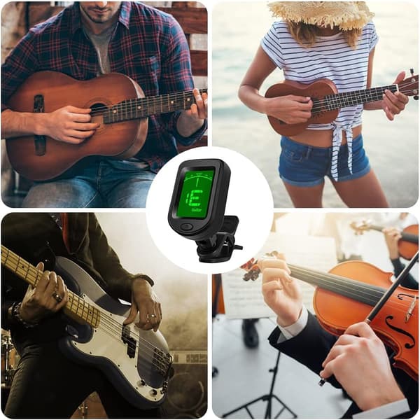 Chromatisk Clip-on Guitar Stemmer - Bærbar Stemmer til Guitar, Bas, Violin