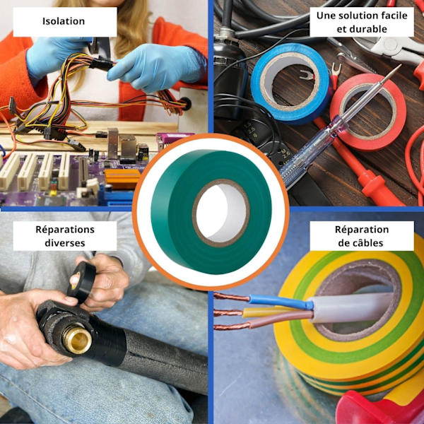 3 Rullar Svart Elektrisk Isoleringstape - 17mm x 20m - Corros