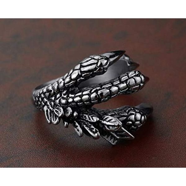 316L Rostfritt Stål Vintage Silver Dragon Claw Justerbar Öppning