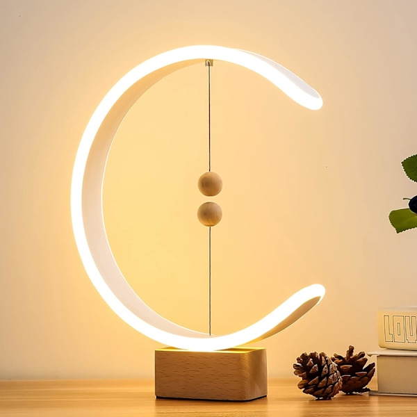 Moderne skrivebordslampe i tre, lampe med konstant balanse og magnetisk kule S