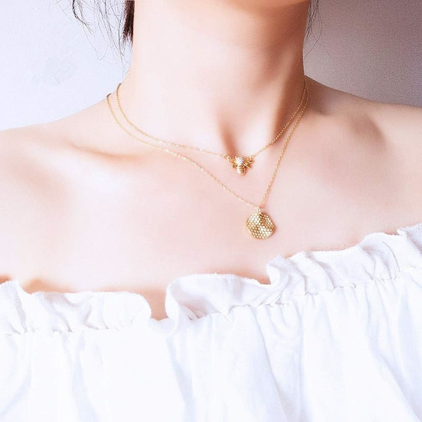 Bee Gold Coin -mehiläispesäriipus choker-kaulakoru naisille ja teineille