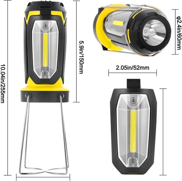 Campinglys, LED Bærbar Lommelykt 6 Moduser, USB-drevet, Super Lys
