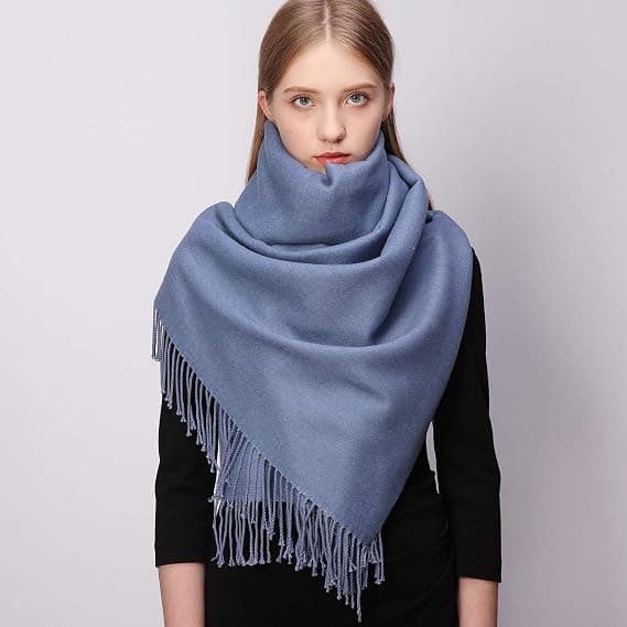 Uldscarf Vinter Shawl Til Kvinder Lang Stor Tyk Varmt Vendbar
