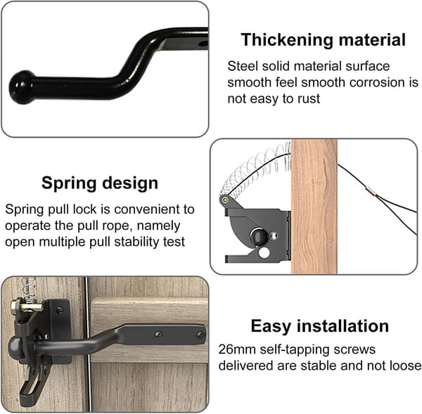 Trädgårdsgrindslås, Automatisk Gravity Latch - Fjäderjärnsgrindslås