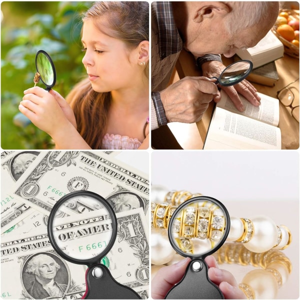 2PCS Upgrade 8X Small Magnifying Glasses for Kids/Senior, Pocket Magnifier for Reading/Close Work, Mini Folding Magnifyi