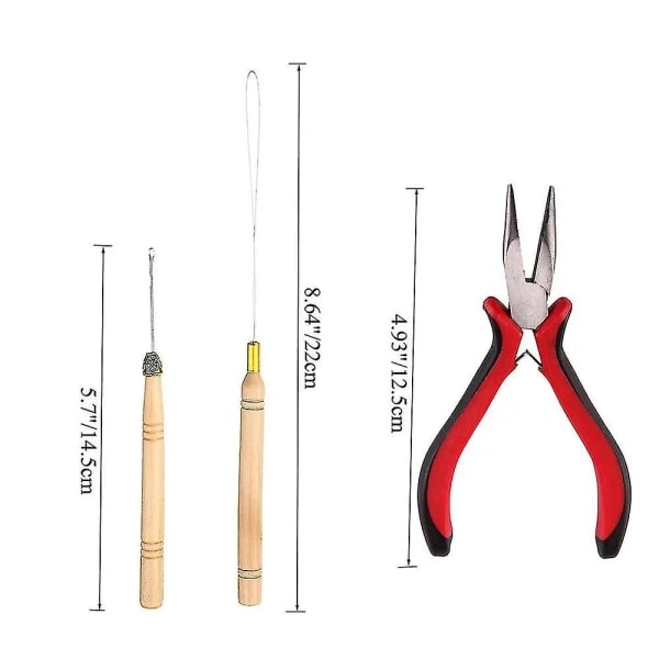 TG 4 i 1 Salon 500st Microring Set Microringar, Loop Needle Microring Microring Needle Zonge Tool Set for Hair Extension