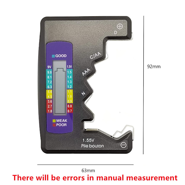 2 stk. Digital Batteritest LCD Display C D N AA AAA 9V 1.5V But